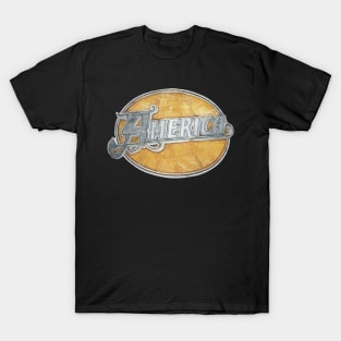 America Tan And Silver Painted Logo T-Shirt